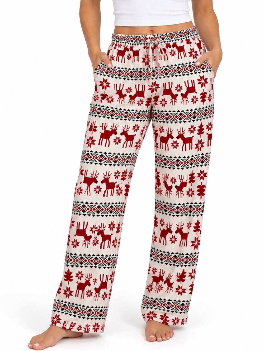 Hanna Anderson Adult Holiday Flannel reindeer Pajama pants Large unisex